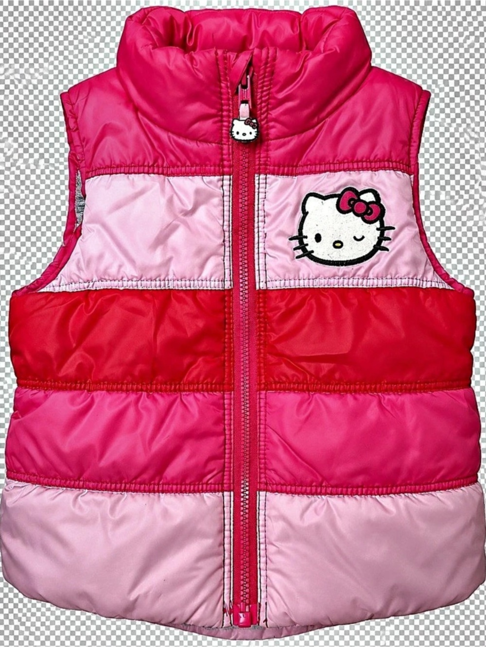 H&M Hello Kitty Girls Pink Colorblock Puffer Vest Size 9–12M